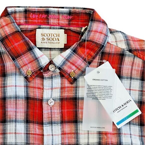 NWT Scotch & Soda Men’s Flannel Check Shirt With Sleeve Roll Up (Various Sizes) - Picture 8 of 10